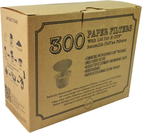 Vista 2 de Filtros de papel desechables K Cup con tapas para cápsulas de café reutilizables, 300 Tapas integradas para una preparación más rápida y una
