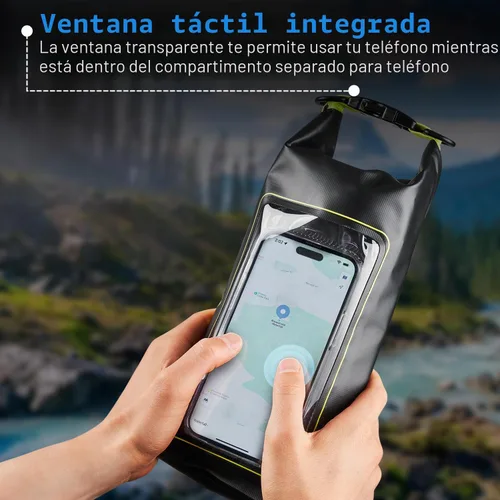 Vista 3 de Pelican Marine Bolsa impermeable IP68 de 2L con rollo superior - Mochila impermeable con funda/bolsa para teléfono - Accesorios para canotaje