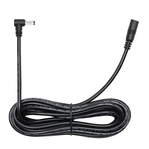 Vista 8 de Cable de extensión de alimentación de 9 pies - 0.217 in x 0.083 in, 18AWG, ángulo recto de 90 grados DC 5521 macho a hembra, cable de alimentación