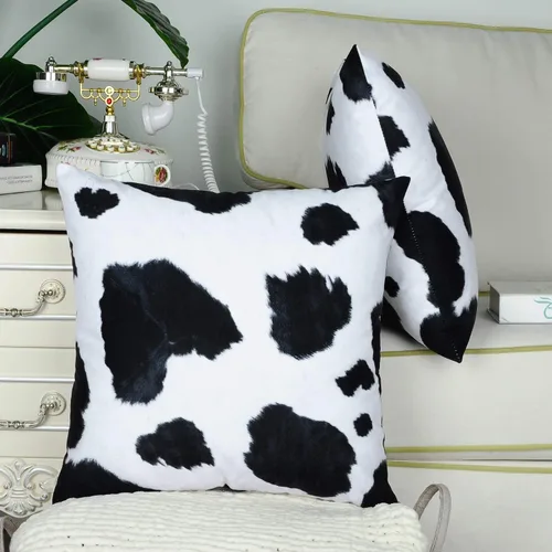 Vista 4 de CaliTime - Juego de 2 fundas de cojín decorativas de forro polar para sofá, cama, sillón o casa de campo