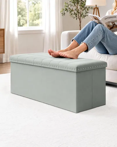 Vista 2 de B FSOBEIIALEO 43" Tufted Storage Ottoman Bench Storage Chest, Sage Green