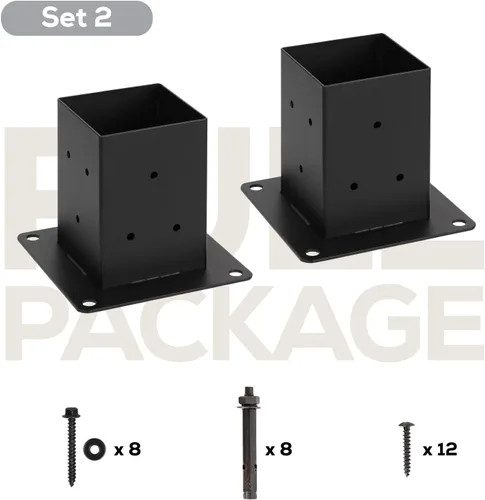 Vista 5 de Base de poste de 4 x 4, tamaño interior de 3.5 x 3.5 pulgadas, base de poste de cubierta para hormigón, para soporte de buzón, anclaje de poste