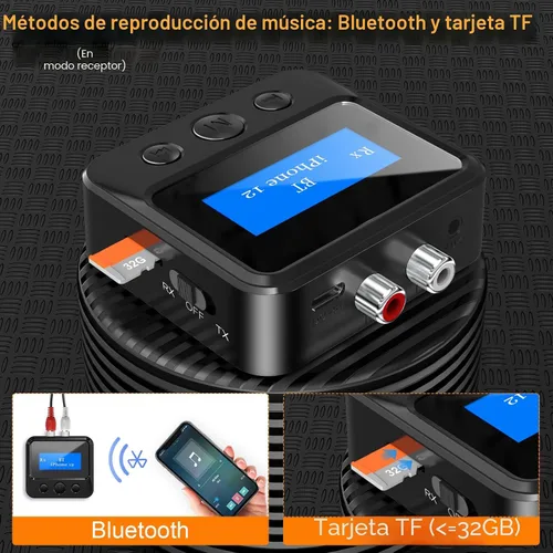 Vista 4 de Transmisor y receptor Bluetooth para TV, adaptador de audio para sistema estéreo doméstico con RCA, AUX de 3.5mm y pantalla, transmisor Bluetooth