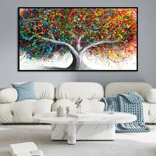 Vista 9 de BOHADIY Pintura de diamantes de imitación de árbol 5D, kits de pintura de diamantes de imitación para adultos, árbol colorido de bricolaje