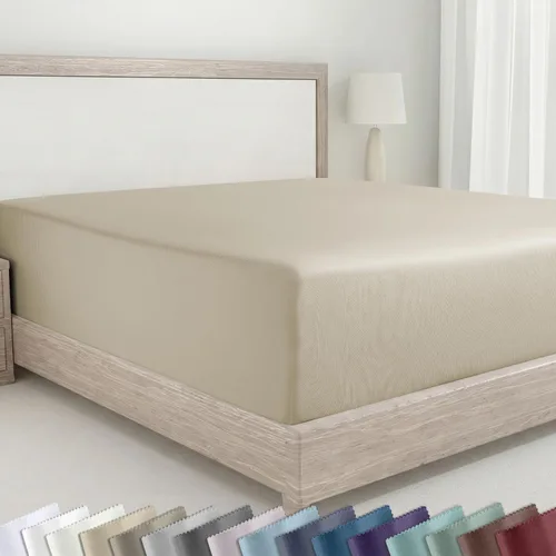 Vista 11 de California Design Den - Sábana bajera ajustable blanca, 100% algodón de 400 hilos, sábanas refrescantes de satén, no elástico que se desprende