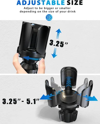 Vista 2 de IPOW Paquete de 2 expansores de portavasos para automóvil con soporte ajustable y base, compatible con Yeti Ramblers, Hydro Flasks, la mayoría