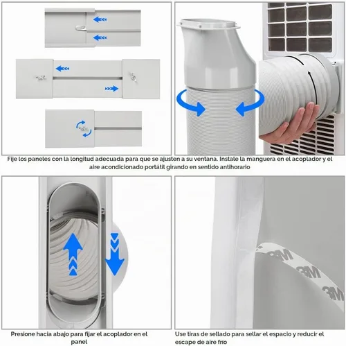Vista 6 de Kit de ventilación de ventana de CA portátil con manguera de aire