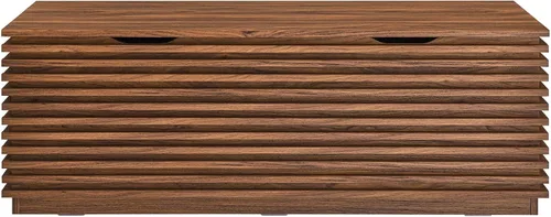 Vista 4 de Modway Render - Banco de almacenamiento de grano de madera de 47 pulgadas en nogal