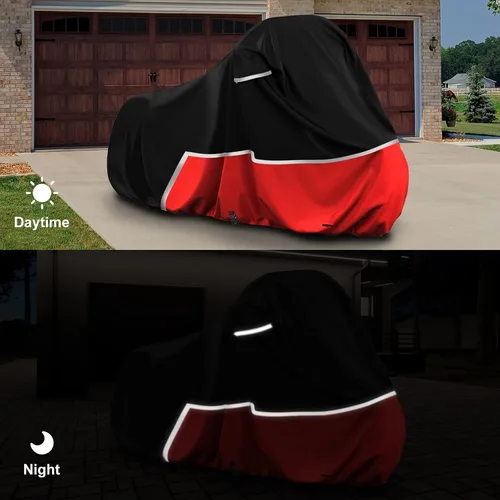 Vista 6 de Cubierta impermeable para motocicletas de repuesto para modelos Harley Davidson Cruiser, tela Oxford 420D Softail, Dyna, Iron 883, Fat Boy 114