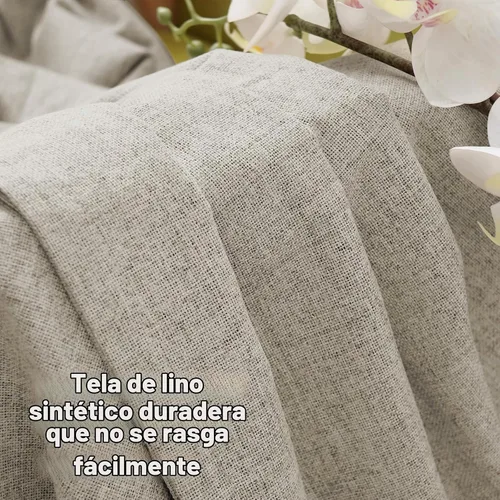 Vista 6 de YoungsTex - Cortinas opacas de lino camello, cortinas de oscurecimiento texturizadas, con ojales, aislamiento térmico, para sala de estar, bloqueo