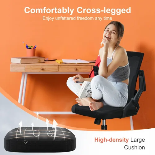 Vista 8 de COMHOMA Office Chair with Flip-up Armrests Ergonomic Computer Desk Chair with Adaptive Lumbar Support & Breathable Mesh, Black, Pack of 2