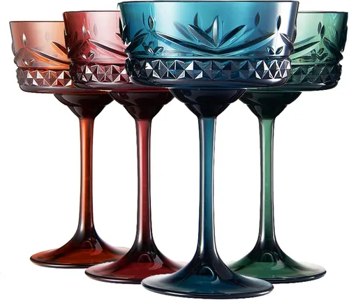 Vista 2 de Khen Vasos de cóctel y Martini Coupé de Tritan inastillables, resellables Juego de 4 vasos de cristal similar, reutilizables, irrompibles e Mixto