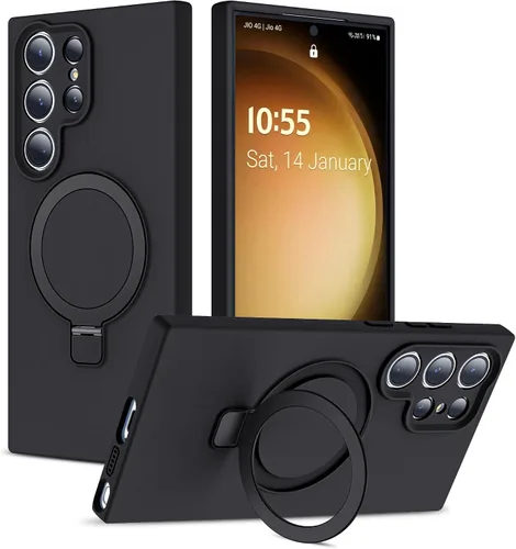 Vista 31 de SKYLMW - Funda para Samsung Galaxy S23 con soporte, 6.1 pulgadas, color negro Soporte de anillo magnético, compatible con Mag-Safe, funda