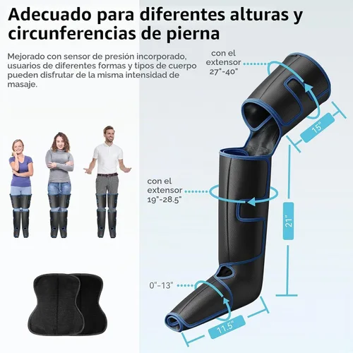 Vista 5 de QUINEAR Masajeador de piernas con calor y compresión FSA-HSA Masajeador de pies y piernas para circulación y alivio del dolor, 3Heat 3Mode Azul