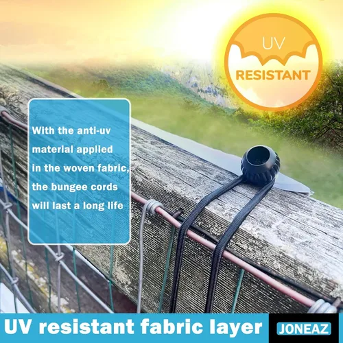 Vista 5 de Cuerda elástica de bola de 4 pulgadas, color negro, cuerda elástica de alta elasticidad, goma real, 50 piezas, resistente a los rayos UV, resistente