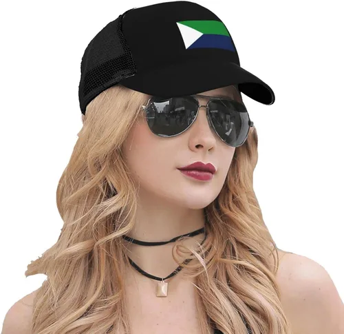 Vista 5 de LIICHEES Flag of El Hierro Baseball Cap for Men Women Adjustable Curved Brim Mesh Trucker Caps Mesh Snapback Hat Black