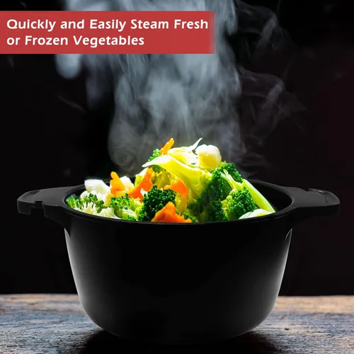 Vista 4 de Utensilios de cocina micro profesionales pequeños de 1 cuarto de galón, vaporizador para microondas para verduras, cocina de microondas, sin BPA