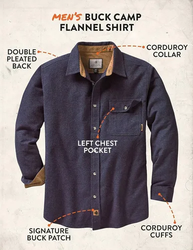 Vista 5 de Legendary Whitetails Men's Buck Camp Flannel Solid Shirt