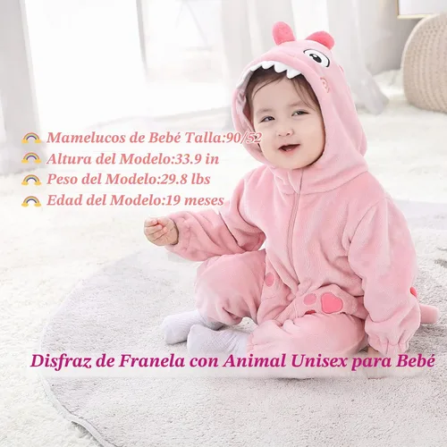 Vista 6 de TONWHAR Animal Costume for Infants & Toddlers - Boys & Girls One-Piece Romper Jumpsuit for Halloween & Daily Playwear Pink Dinosaur