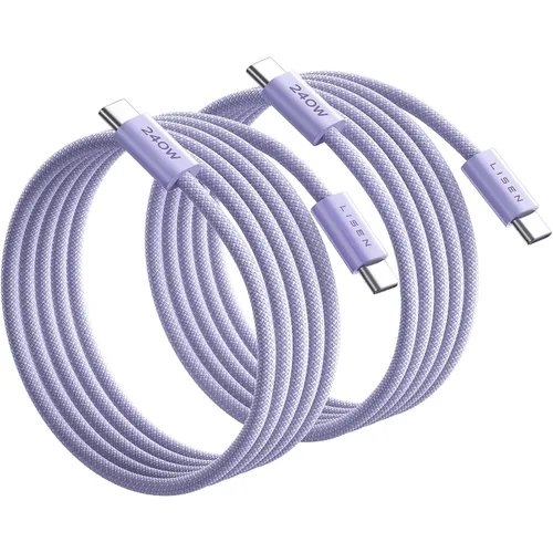 Vista 19 de LISEN Cable corto USB C a USB C de 240 W (1.5 pies+1 5 pies)