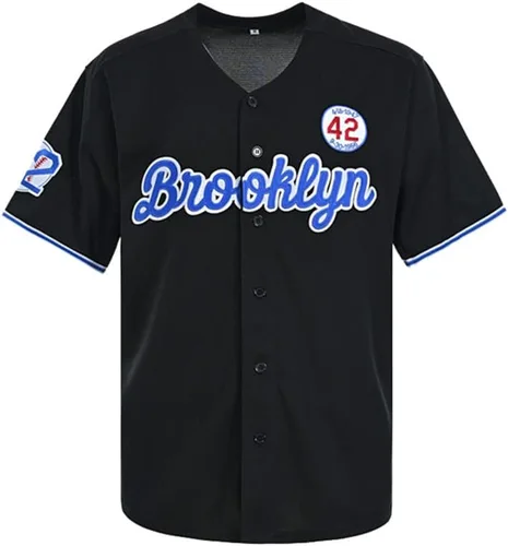Vista 2 de Madjus Camiseta de béisbol para hombre con 42 botones de color negro