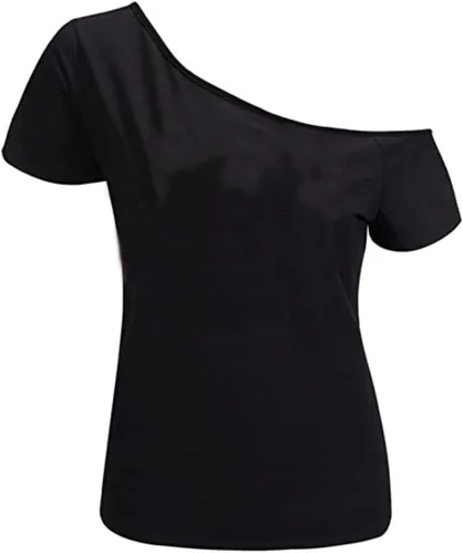 Vista 69 de MAGICMK - Camiseta casual para mujer, con estampado de labios y hombro descubierto, talla extragrande
