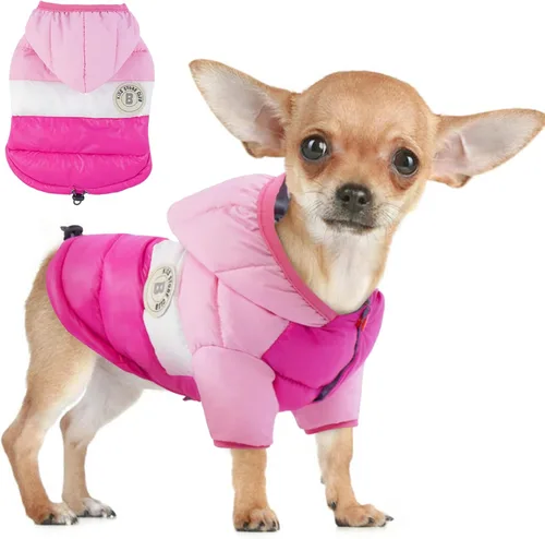 Vista 11 de FUAMEY Chaqueta acolchada para cachorros, chaleco acolchado cálido para la nieve para mascotas, ropa para perros a prueba de viento, impermeable
