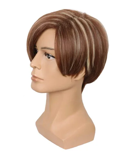 Vista 3 de Yuehong corto pelo marrón recto pelucas resistente al calor anime traje Cosplay peluca