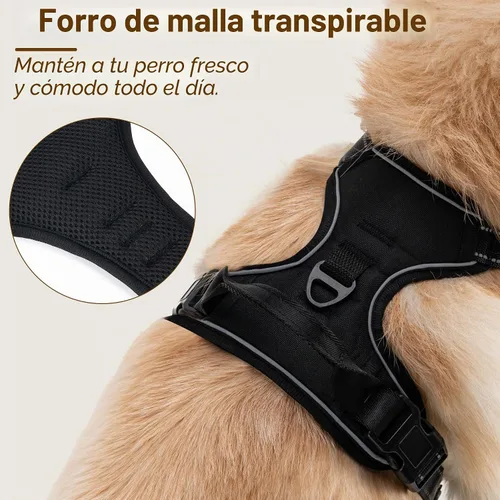 Vista 5 de Arnés para perro sin tirones, chaleco ajustable reflectante con clip frontal para mascotas con asa de fácil control para perros medianos y grandes