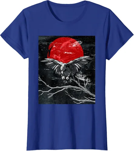Vista 82 de Red Moon Raven - Camiseta japonesa de cuervo negro, Negro, S