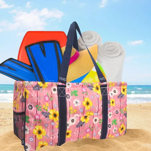 Vista 345 de NGIL Bolsa de comestibles reutilizable extra grande plegable de gran tamaño para comestibles, almacenamiento, picnic, playa, Estampado