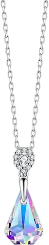 Vista 3 de Conjunto de collar con incrustaciones de moda con adornos en forma de gota para mujer, pendientes transparentes, aretes grandes de oro de moda