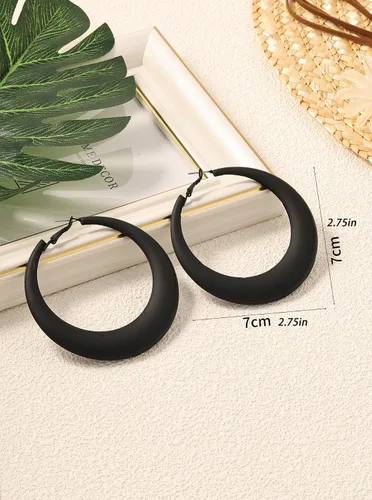 Vista 4 de Aretes de aro coloridos para mujer, aretes colgantes de neón de los años 80 y 90, aretes retro mate grandes, aretes gruesos exagerados, joyería Y2K