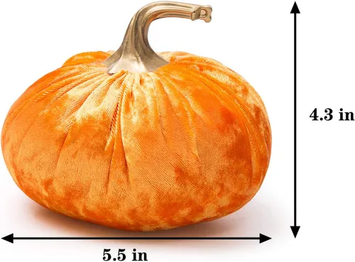 Vista 6 de Ogrmar Juego de 6 calabazas de terciopelo hechas a mano, calabaza rellena súper suave con exquisita artesanía para decoración de otoño, Halloween