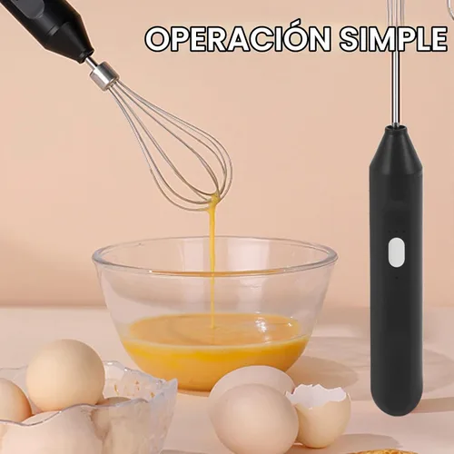 Vista 3 de Batidor eléctrico de huevos, batidora de mano inalámbrica de 3 velocidades para hornear en casa (negro)
