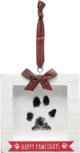 Vista 12 de Kate & Milo Adorno de hueso con estampado de pata de Navidad, recuerdo navideño para mascotas, blanco Pet-Safe Clay, No-Mix or Bake DIY Keepsake