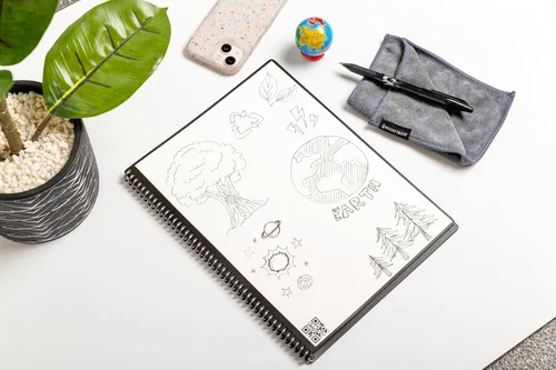 Vista 8 de Rocketbook Core - Cuaderno reutilizable con espiral, tamaño ejecutivo 6x8.8, negro - páginas rayadas, conectado a la aplicación, borrable, cubierta