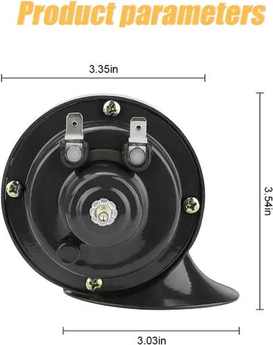 Vista 2 de 2 piezas de bocinas de tren súper fuertes, bocina doble de aire eléctrico de caracol para coche, kit de reemplazo de bocinas de aire impermeables