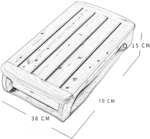 Vista 3 de Taburete de baño de madera para sofá, banco de pasos, taburete pequeño de cedro, tapete rectangular de madera, taburete de ducha, pedal impermeable