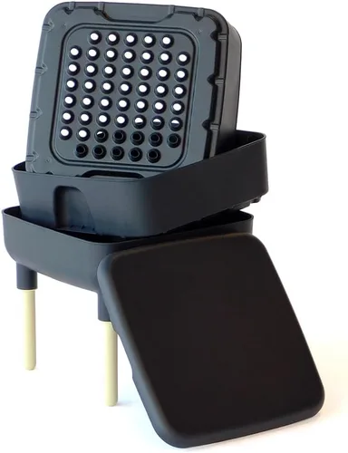 Vista 7 de FCMP Outdoor - The Essential Living Composter, contenedor de 2 bandejas para vermicompostador de gusanos (HF-LC4000v2-BLK) negro