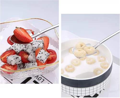 Vista 4 de Juego de 4 cucharas de pala de postre de frutas, cucharas de acero inoxidable de 6 pulgadas para postre café, té, helado, pastel de frutas