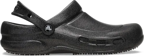 Vista 5 de Crocs Zuecos unisex para adultos, zapatos de trabajo antideslizantes, negro con brillo, 6 mujer/4 hombre