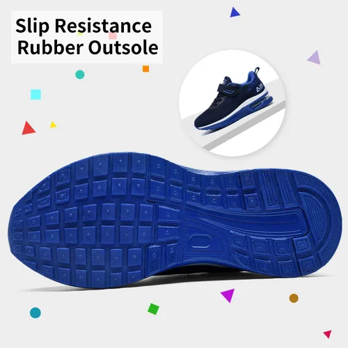 Vista 4 de MEHOTO Tenis de correr para niños, tenis atléticos, para caminar, trotar, deportes, ligeros, transpirables, para niños y niñas, Negro