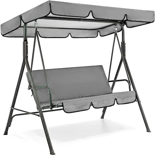 Vista 2 de Gazechimp Columpio de jardín, 3 asientos, columpio, toldos, funda de cojín para asiento de patio, hamaca de repuesto impermeable, color gris