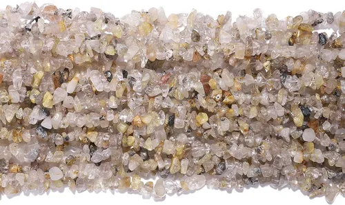 Vista 3 de BEADIA Cuentas sueltas de piedra de cuarzo rutilado de oro natural irregular para hacer joyas, 0.197-0.315in 31.5in