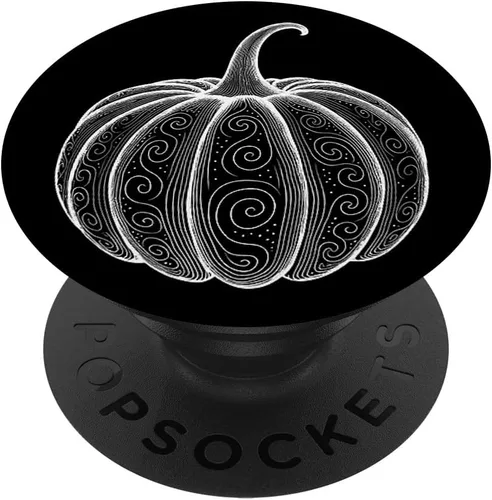 Vista 6 de Arte de línea minimalista de remolinos de calabaza - Sutiles PopSockets MagSafe PopGrip para iPhone