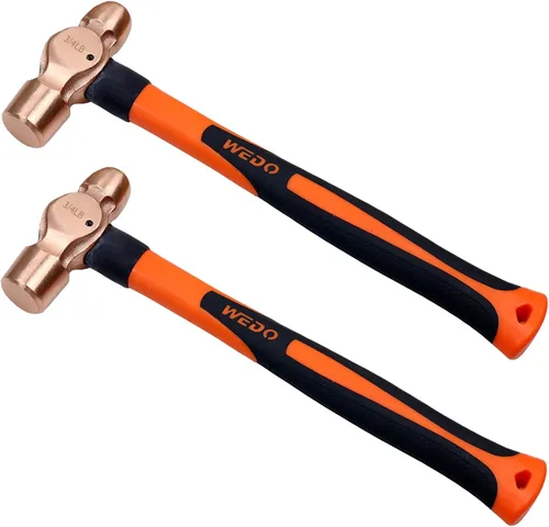 Vista 13 de WEDO Martillo de bola de cobre de 24 oz (1-1/2 libras), martillo de bola con mango de madera, longitud 325 mm (13"), forjado a presión, resistente a