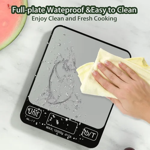 Vista 3 de Balanza digital de alimentos, 22.0 lbs/22 libras, peso para hornear, cocinar, Keto y preparación de comidas con 7 unidades, pantalla LCD de Negro