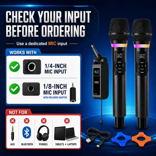 Vista 2 de Sistema de micrófono inalámbrico Myxtren, micrófonos de mano duales de 2.4