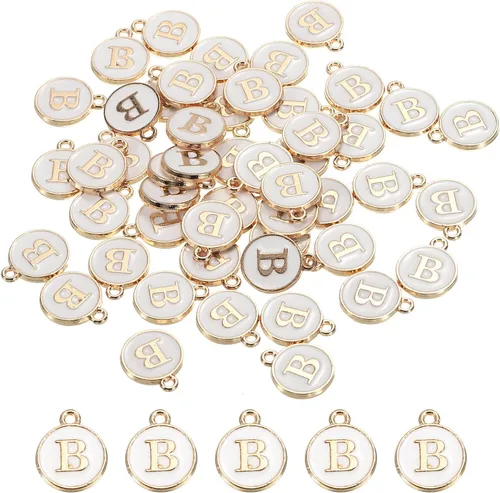 Vista 25 de MECCANIXITY Dije de Letras del Alfabeto de Doble Cara, para Hacer Collar, Pulsera, Pendientes, Joyería